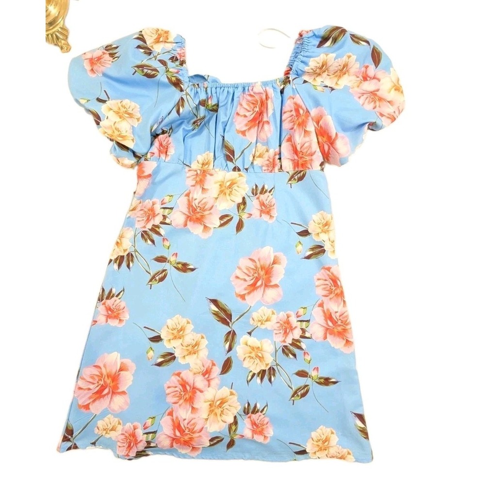 Gianna Bini Girls Blue Floral Peasant Dress Floral Size XL 16